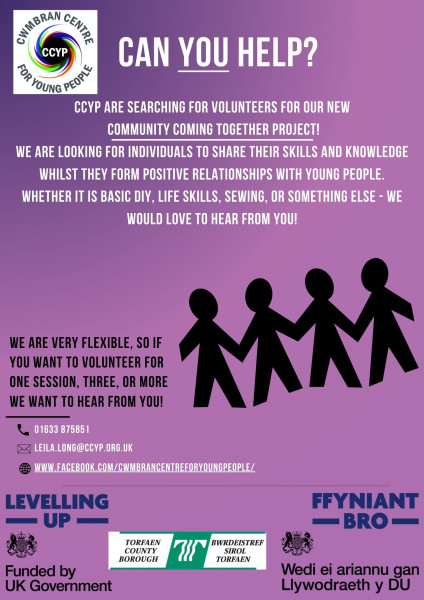 ?CCYP are looking for volunteers as part of our new COMMUNITY COMING TOGETHER PROJECT
