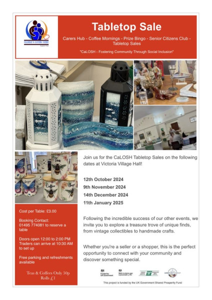 Table Top Every Month at the Victoria Village Hall...